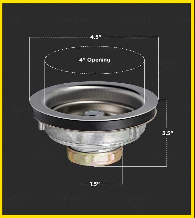 Everflow 7516 Kitchen Sink (3-1/2 Inch) Stainless Steel Drain Assembly With Strainer Basket-and Water Stopper, Single - Image 5